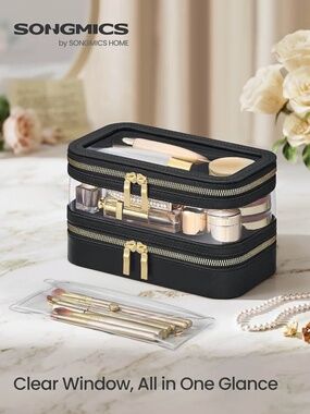 Songmics Travel Zippered Makeup/Jewelry Case With Handle